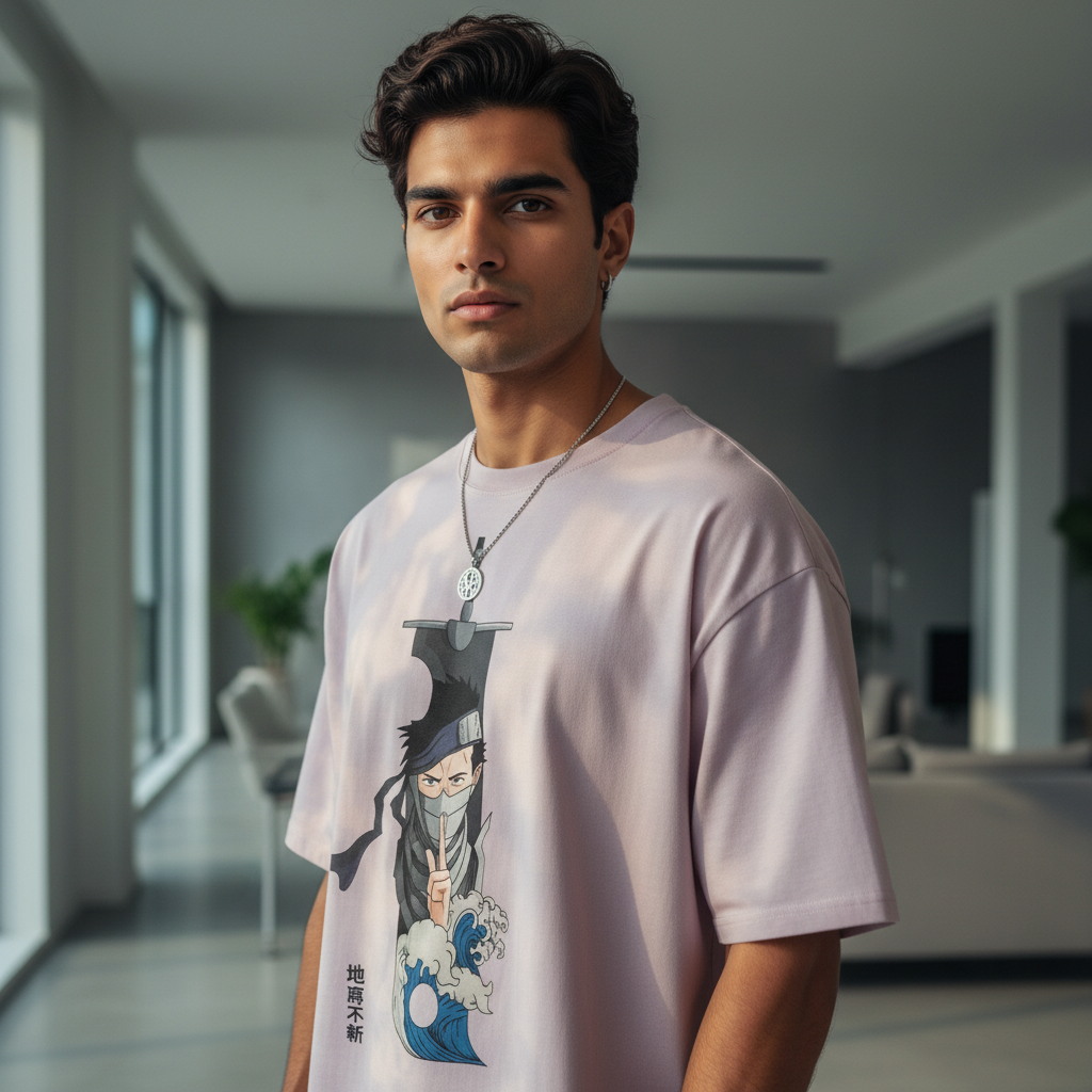 Zabuza-Inspired Embroidered Oversized T-Shirt - UrbanLoom Apparel
