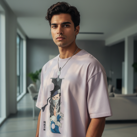 Zabuza-Inspired Embroidered Oversized T-Shirt - UrbanLoom Apparel